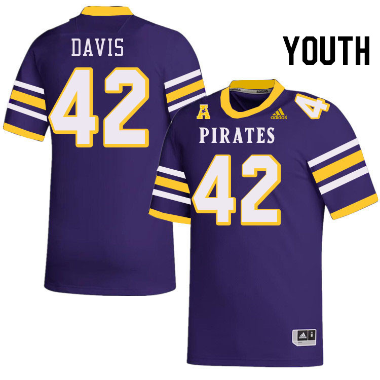 Youth #42 Julien Davis ECU Pirates College Football Jerseys Stitched-Throwback